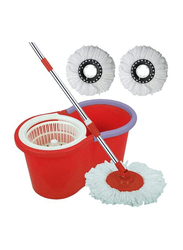 360 Degree Floor Spinning Rotating Mop Bucket Set with 3 Cleaning Dry Heads, Assorted