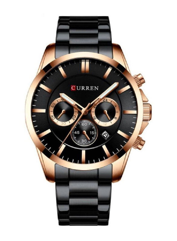 

Curren Analog Watch for Men with Stainless Steel Band, Water Resistant and Chronograph, 8358, Black