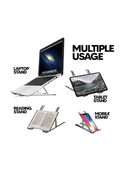 Ultra-thin Adjustable Height Foldable Computer Holder for Laptop Tablet PC, Silver