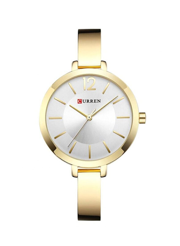 

Curren Analog Watch for Women with Stainless Steel Band, Water Resistant, 9012, Gold-Silver