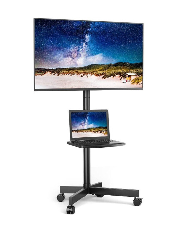 

Generic Portable Tilt TV Stand With Laptop Shelf Rolling Floor for 23-65 Inch LCD LED Flat/Curved Panel Screen TVs, Black