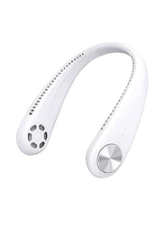 Portable Hands Free Neck Fan with 3 Speeds, Natural Wind Mode, Angle Adjustable for Outdoor & Indoor Use, White