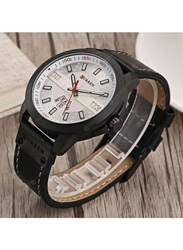 Curren Analog Watch for Men with Leather Band, Water Resistant, 8286, Silver/Black