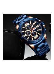 Curren Stylish Analog Watch for Men with Stainless Steel Band, Chronograph, J4006BL-KM, Blue-Black