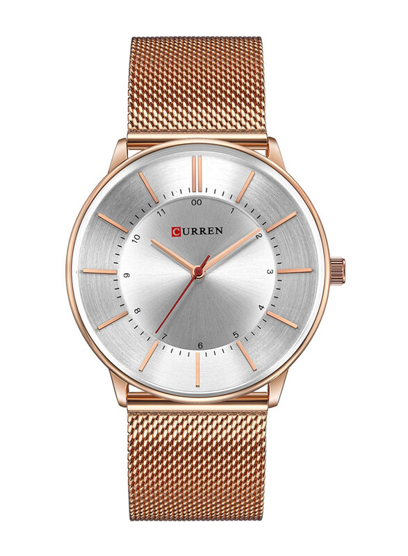 

Curren Analog Watch for Men with Stainless Steel Band, Water Resistant, 8303, Rose Gold-Silver