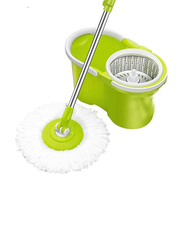 Spin Mop Bucket System 360 Spin Mop & Bucket Floor Cleaning Mop Bucket with 2 Microfiber Replacement Head Refills, Green/White