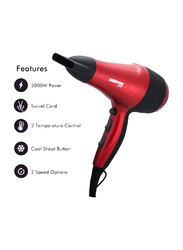 Geepas Hair Dryer with 2 Speed Control, 2200W, Red