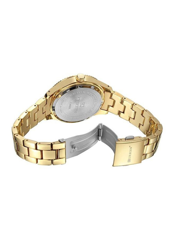 Curren Analog Watch for Women with Stainless Steel Band, WT-CU-9009-GO1D1, Silver/Gold