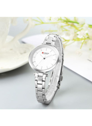 Curren Analog Watch for Women with Stainless Steel Band, Water Resistant, J4170W-KM, Silver-White