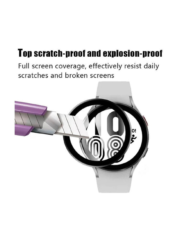Full Cover Tempered Glass Screen Protector Guard For Samsung Galaxy Watch 4 40mm, Clear/Black