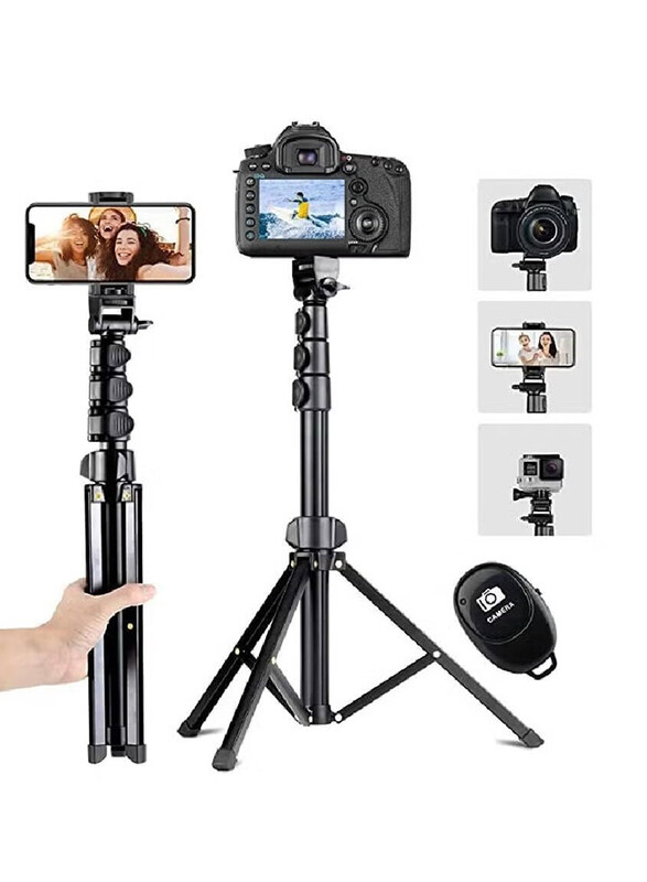 

Generic Heavy Duty Aluminum Extendable Selfie Stick Tripod Stand with Bluetooth Remote, Black