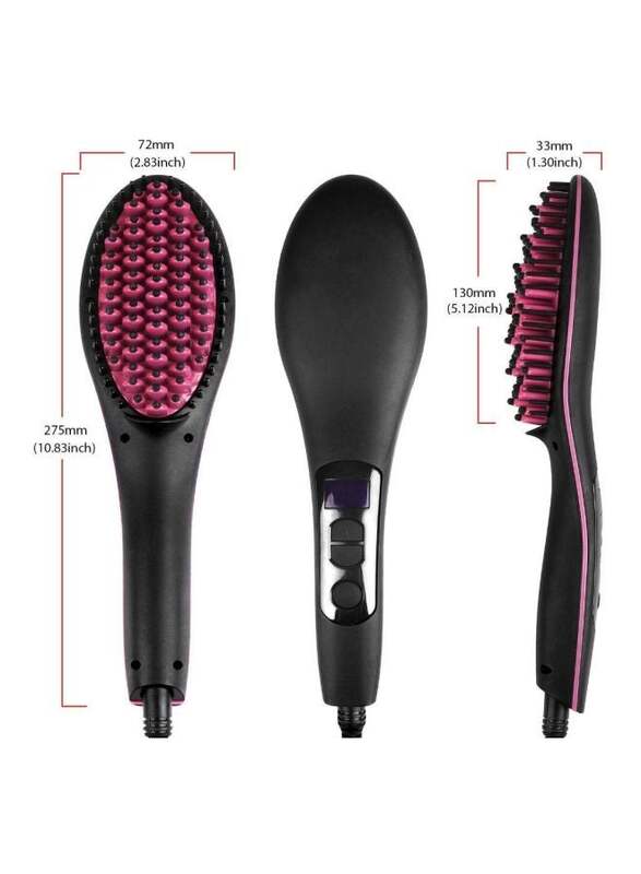 Electric Hair straightener Comb Brush Black/Pink