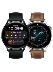 2-Piece Replacement Soft Silicone And Leather Strap Band for Huawei Watch GT3, Brown/Black