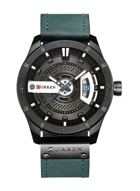 

Curren Analog Watch for Men with Leather Band, Water Resistant, 8301R, Green/Black