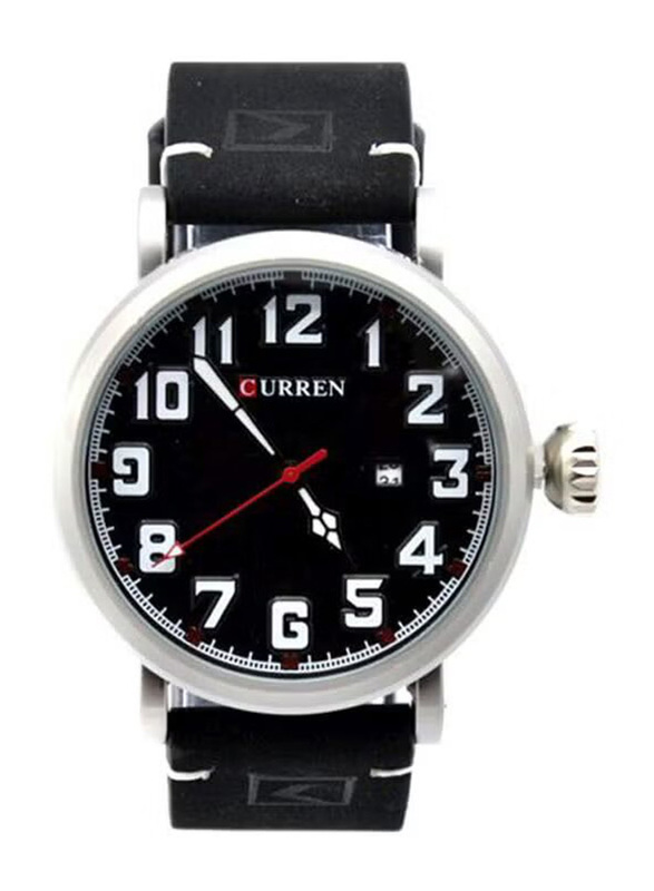 Curren Analog Watch for Men with Leather Band, Water Resistant, 8283CWBK, Black/Black