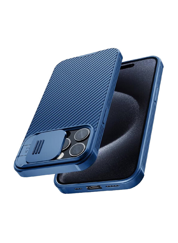 

Olliwon Apple iPhone 15 Pro 6.1-inch 2023 CamShield Pro Slim Fit Shockproof Anti-Scratch Slide Camera Protection Mobile Phone Case Cover, Blue