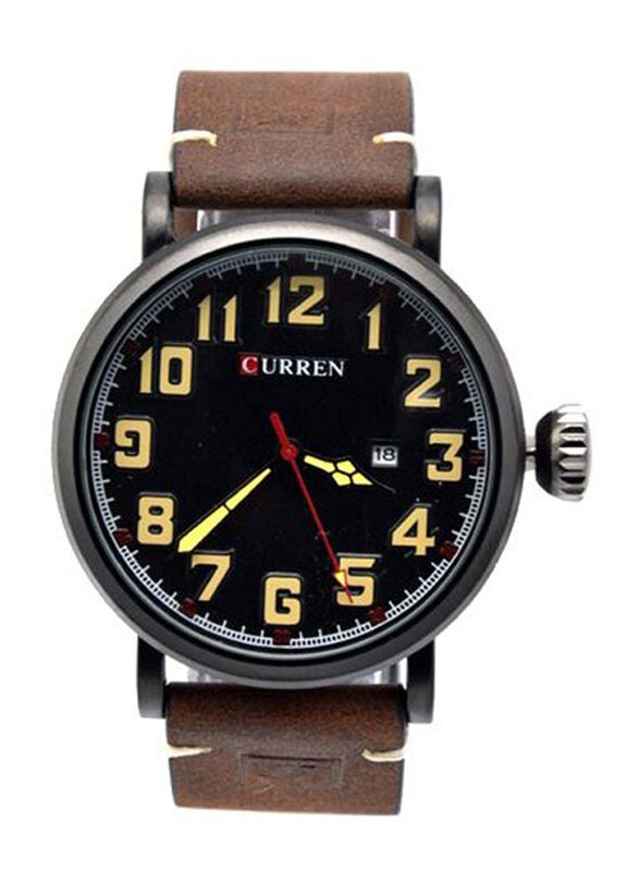 

Curren Analog Watch for Men with Leather Band, 8283CDBRO, Brown-Black