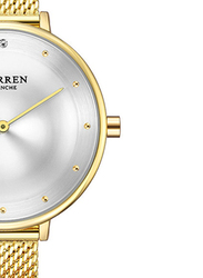 Curren Analog Watch for Women with Stainless Steel Band, Water Resistant, 9029, Gold-White