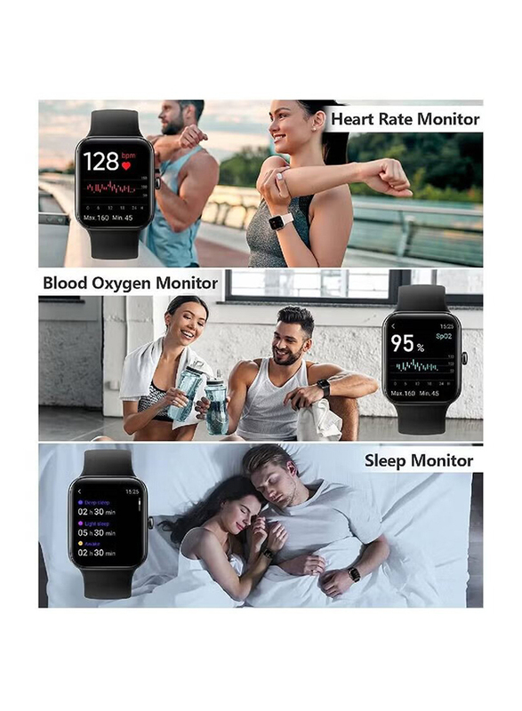 Zoom Plus Blood Pressure Heart Rate Monitor Bluetooth Fitness Tracker, Black