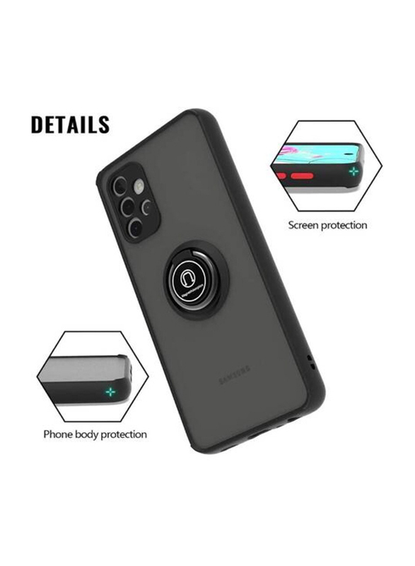 Samsung Galaxy A72 5G Protective Matte Ring Mobile Phone Case Cover, Black