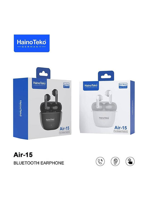 Haino Teko Air-15 Wireless In-Ear Bluetooth Earbuds with Mic, Black