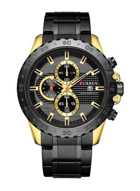 

Curren Analog Watch for Men with Stainless Steel Band, Water Resistant and Chronograph, 8334, Black-Multicolour