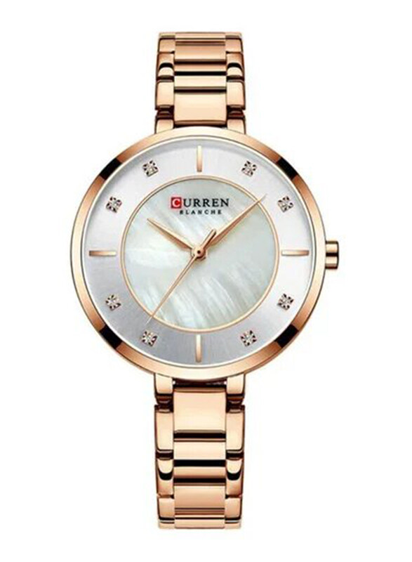 

Curren Blanche Analog Watch for Men with Alloy Band, Water Resistant, J3951RO-KM, Gold/White