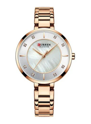 Curren Blanche Analog Watch for Men with Alloy Band, Water Resistant, J3951RO-KM, Gold/White