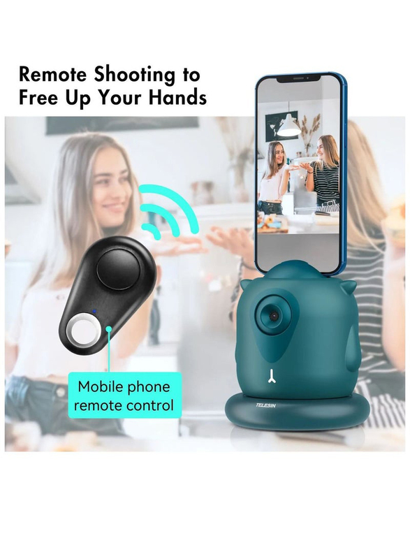 Telesin Little Demon 360-Degrere Smart Tracking Camera/Phone Stand, Cyan