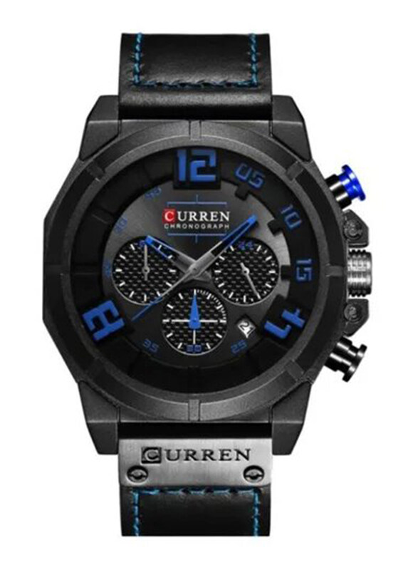 

Curren Analog Watch for Men with Leather Band, Water Resistant and Chronograph, 8287, Black/Black