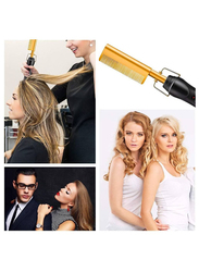 Arabest 2-in-1 Ceramic Comb Security Portable Curling Iron Heated Brush for Wet & Dry Hair, Multicolour