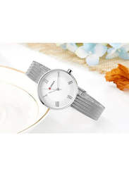 Curren Analog Watch for Women with Stainless Steel Band, Water Resistant, 9020, Silver