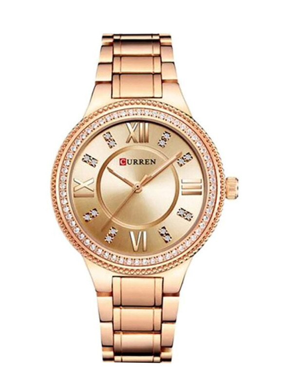 

Curren Analog Watch for Women with Stainless Steel Band, C9004I, Gold