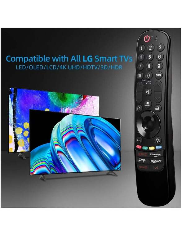 Replacement Remote Control For LG LED OLED LCD 4K UHD Smart TV With Buttons For Netflix, Prime Video, Disney Plus, LG-Channels Button (No Voice Search) Black