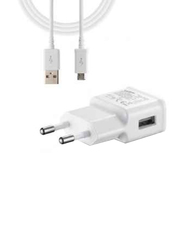 2 Pin Travel USB Wall Charger, White