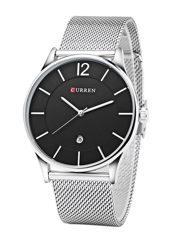 

Curren Analog Wrist Watch for Men with Stainless Steel Band, Water Resistant, 2054872, Silver-Black