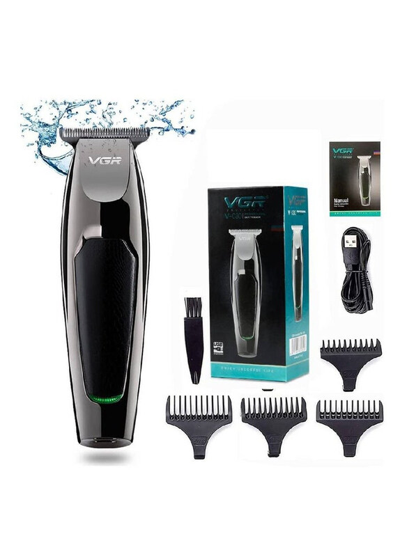 

Rabos Professional Waterproof Grooming Low Noise Titanium Ceramic Blade Hair Trimmer for Men, VGR V-030, Black