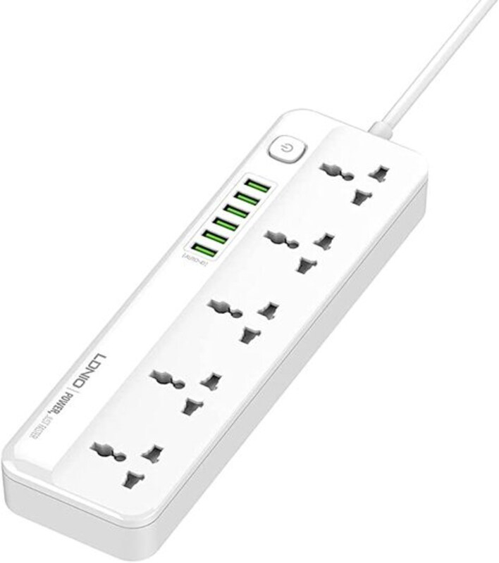 Ldnio SC5614 Power Strip Surge Protector with 5 AC Outlets & 6 USB Charging Ports, White