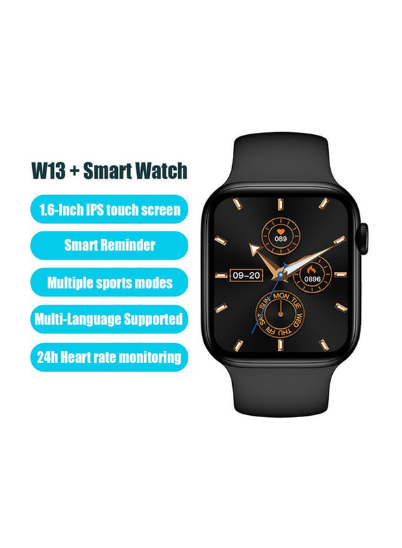 W13+ Smart Watch, 1.6-Inch, Black