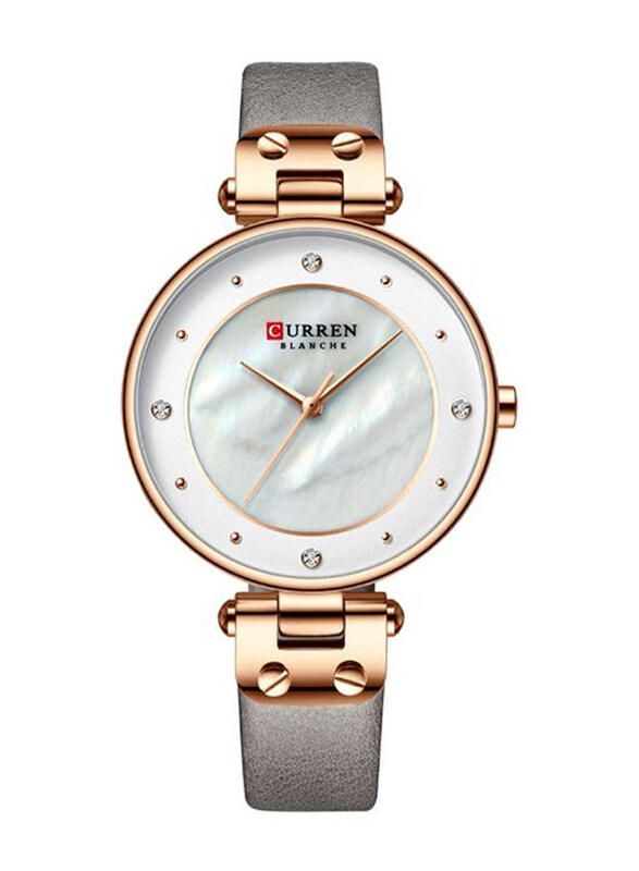 

Curren Analog Watch for Women with Leather Band, Water Resistant, J4028GY-KM, Grey-White