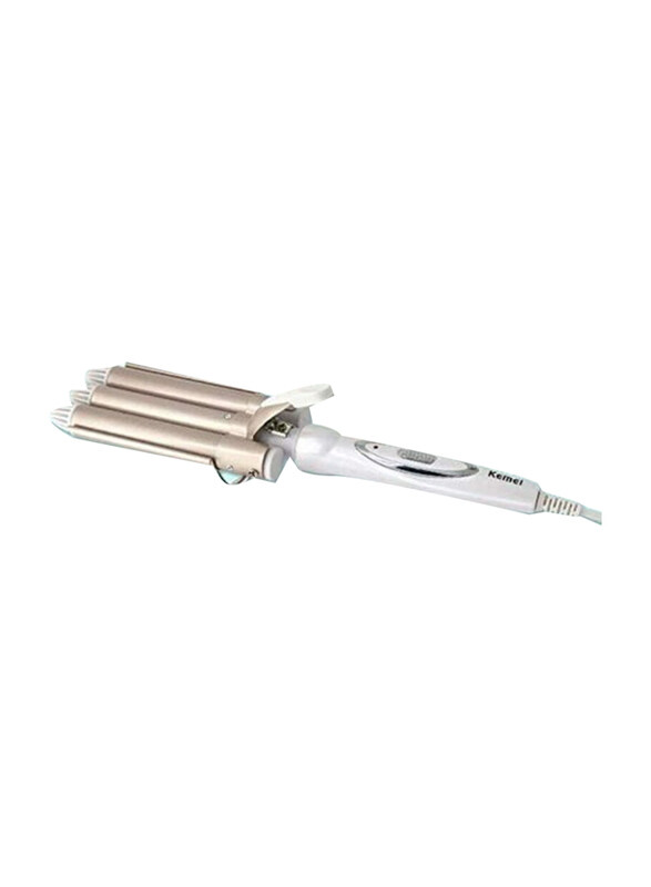 

Generic Curling Iron 3 Barrel Ceramic Curling Wand Water Ripple Shape, Gold