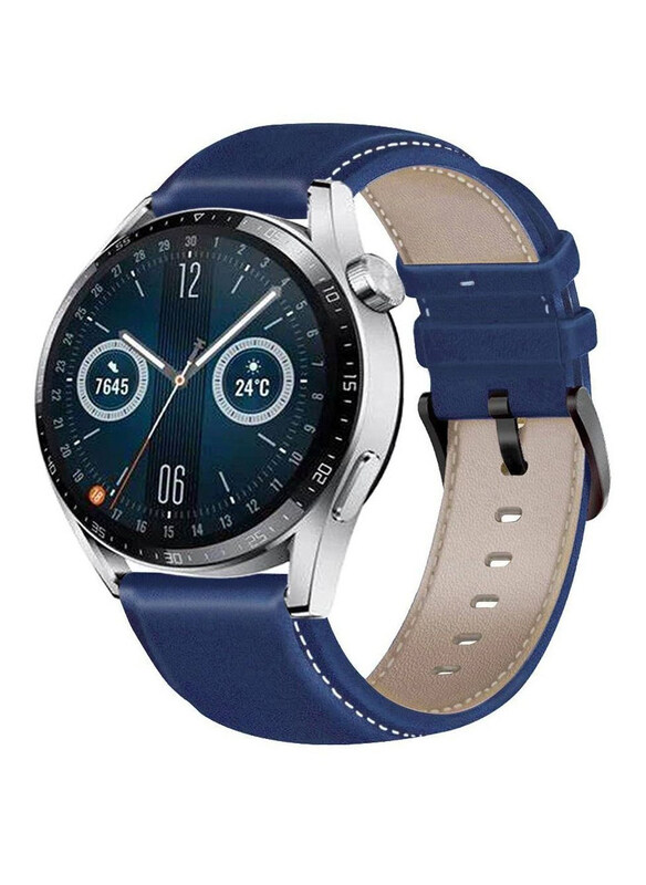 

Generic Replacement Genuine Leather Strap Band for Huawei Watch GT3, Blue