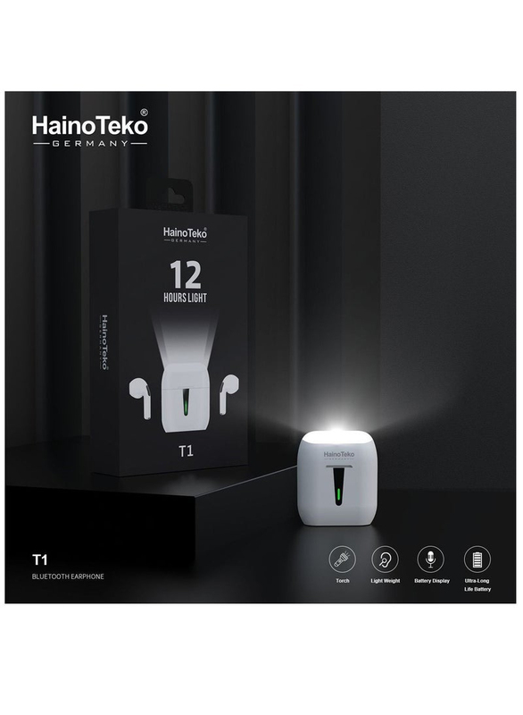 Haino Teko T1 Wireless In-Ear Earbuds with Mic for iPhones and Android, Multicolour