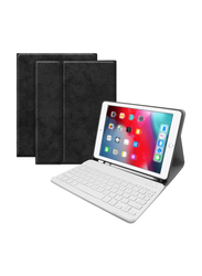 KKmoon Portable BT Wireless English Keyboard with Protective Case for iPad Air 1/Air 2/ iPad Pro 9.7/iPad 9.7" (2017/2018), White