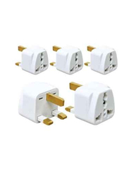 UK Plug Universal Socket 3-Pin Wall Charger, 5 Pieces, White