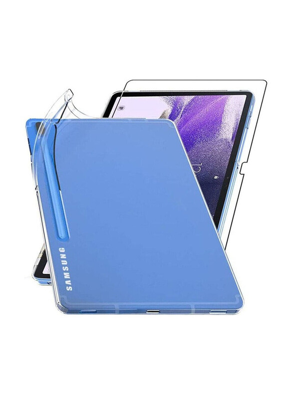 

Generic Samsung Galaxy Tab S7 Plus 12.4-inch SM-T730/T735 Ultra Clear Soft Flexible Transparent Bumper Back Case Cover With Tempered Glass Screen Protector, C