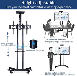 HYX Mobile Floor TV Rolling Stand Cart Trolley for 32 to 70 Inch LCD LED Tilt Flat Curved Screen, Black