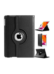 10.2-inch Apple iPad Leather 360 Degree Rotating Stand Folio Mobile Phone Case Cover, Black