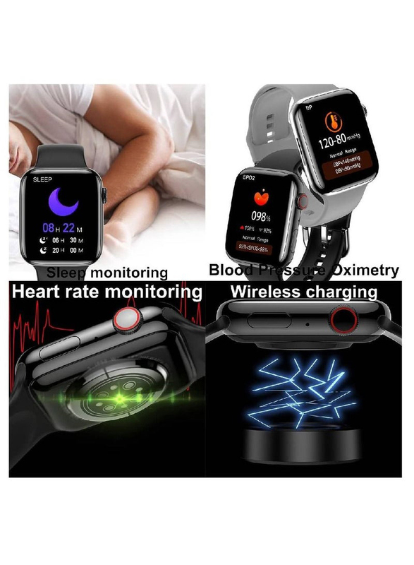 Full Touch Fitness Tracker Heart Rate Monitor Bluetooth Call Smartwatch, Black