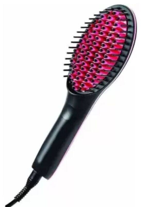 Electric Hair Straightening Brush Pink/Black